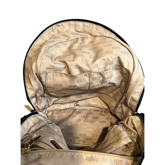 MICHAEL KORS Backpack Navy Nylon Saddle Saffiano Leather Strap Jet Set Bookbag - Picture 8 of 10